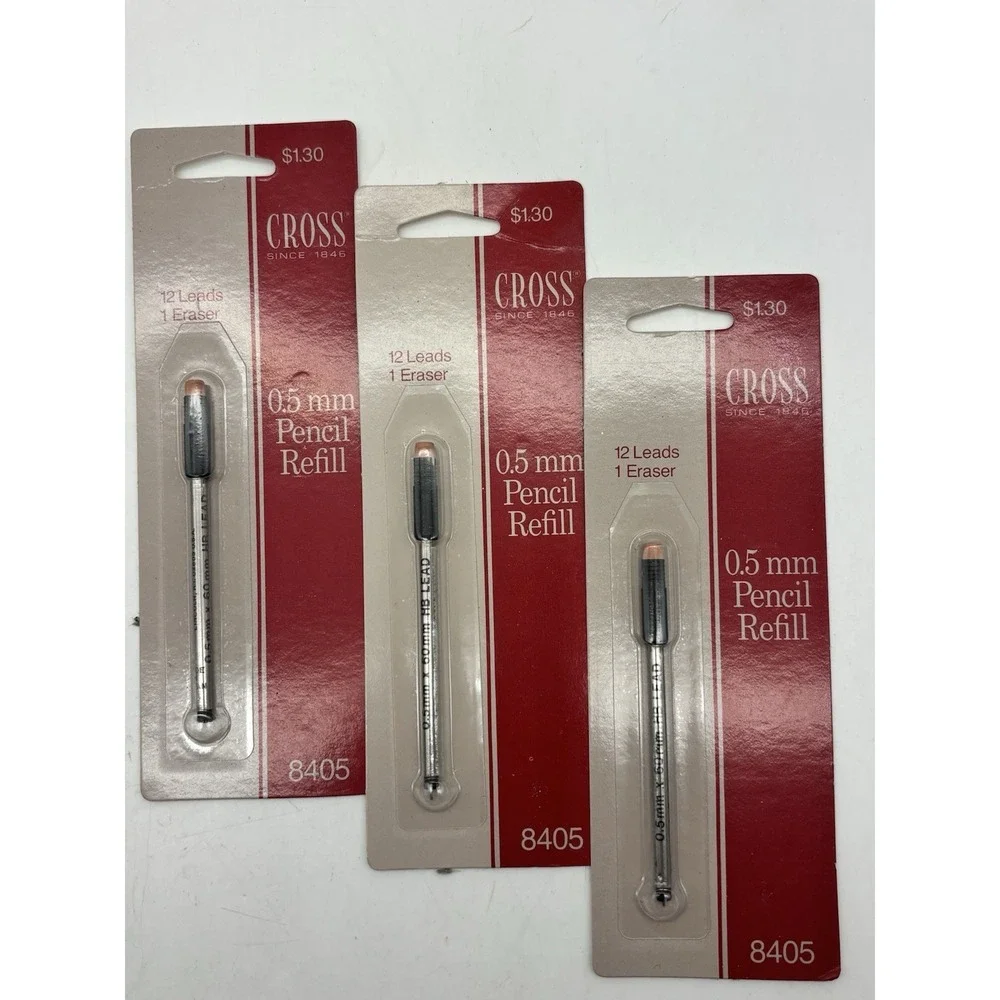 3 Vintage Cross Mechanical Pencil Refill Cassette 0.5mm Lead & Eraser